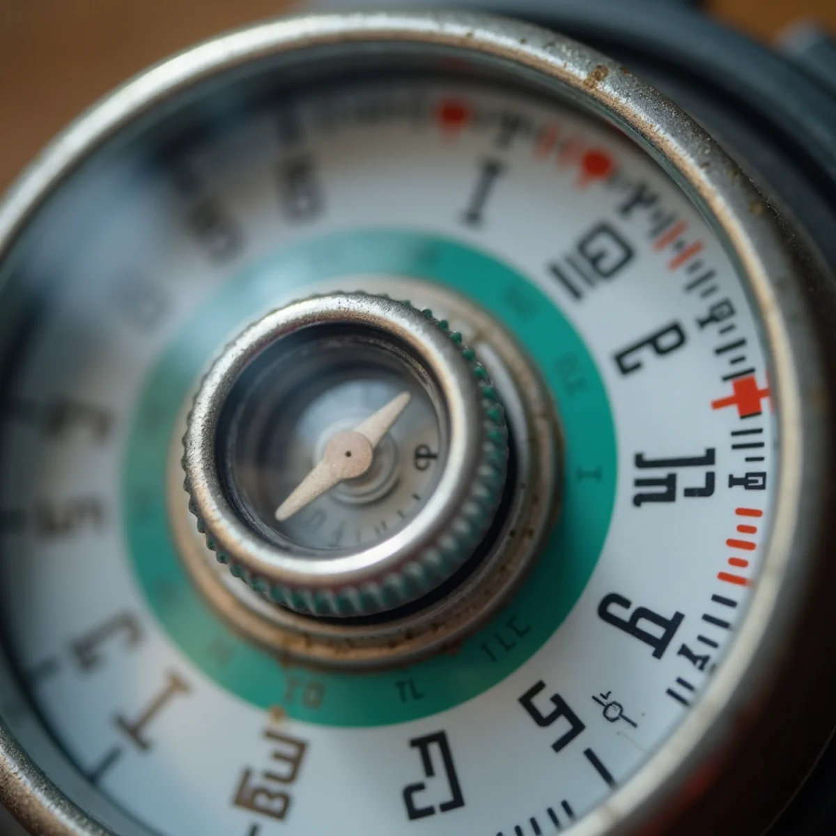 Close-up of water meter flow indicator dial spinning while all home faucets are closed