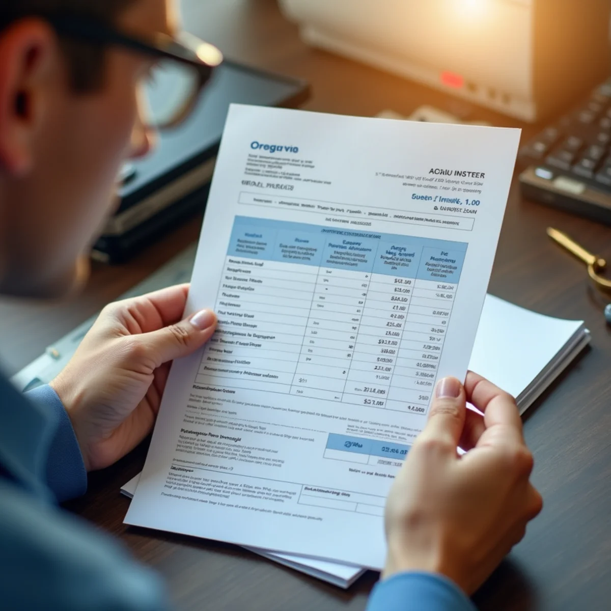 Reviewing transparent itemized plumbing repair invoice with Iowa insurance adjuster
