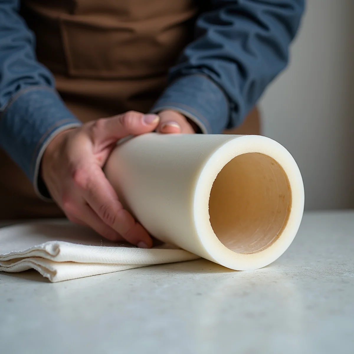 Installing thick polyethylene foam pipe sleeve with moisture-resistant tape seams