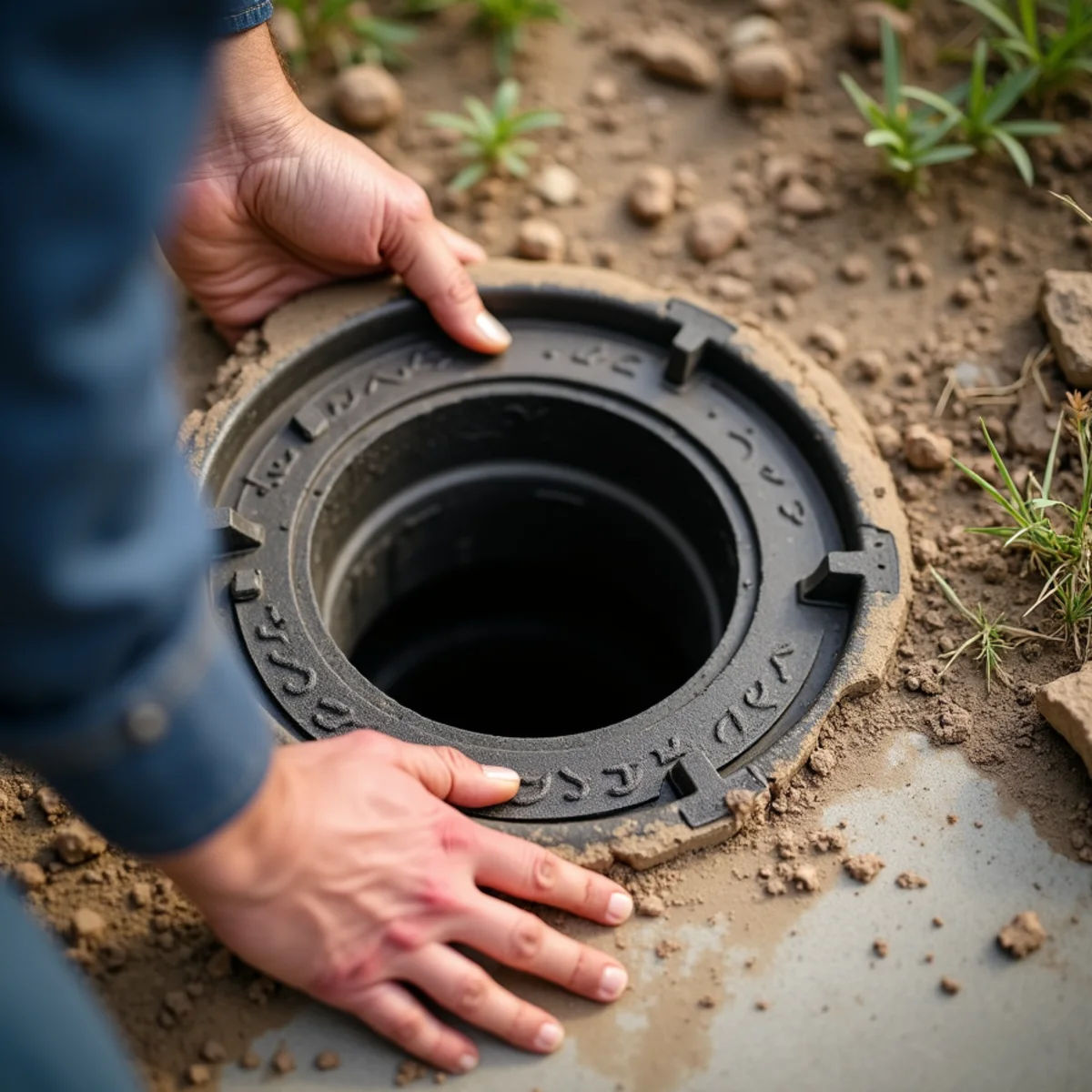 Finishing dual-directional PVC sewer cleanout with ground-level cast iron protective ring