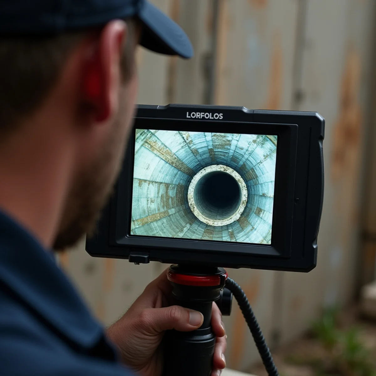 Color drain camera monitor showing interior pipe condition during inspection in Ankeny