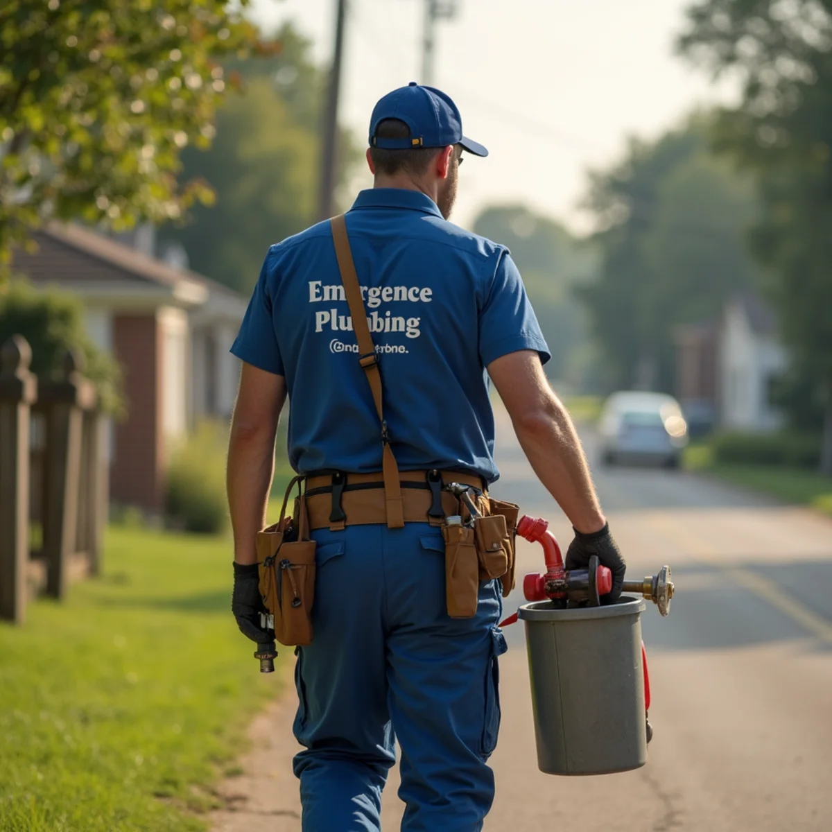 Plumbing technician servicing residential property in Boone, IA