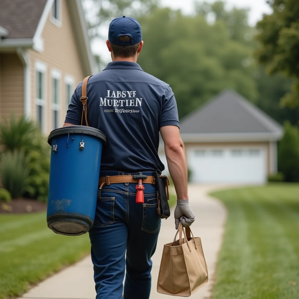 Plumbing technician servicing residential property in Carlisle, IA