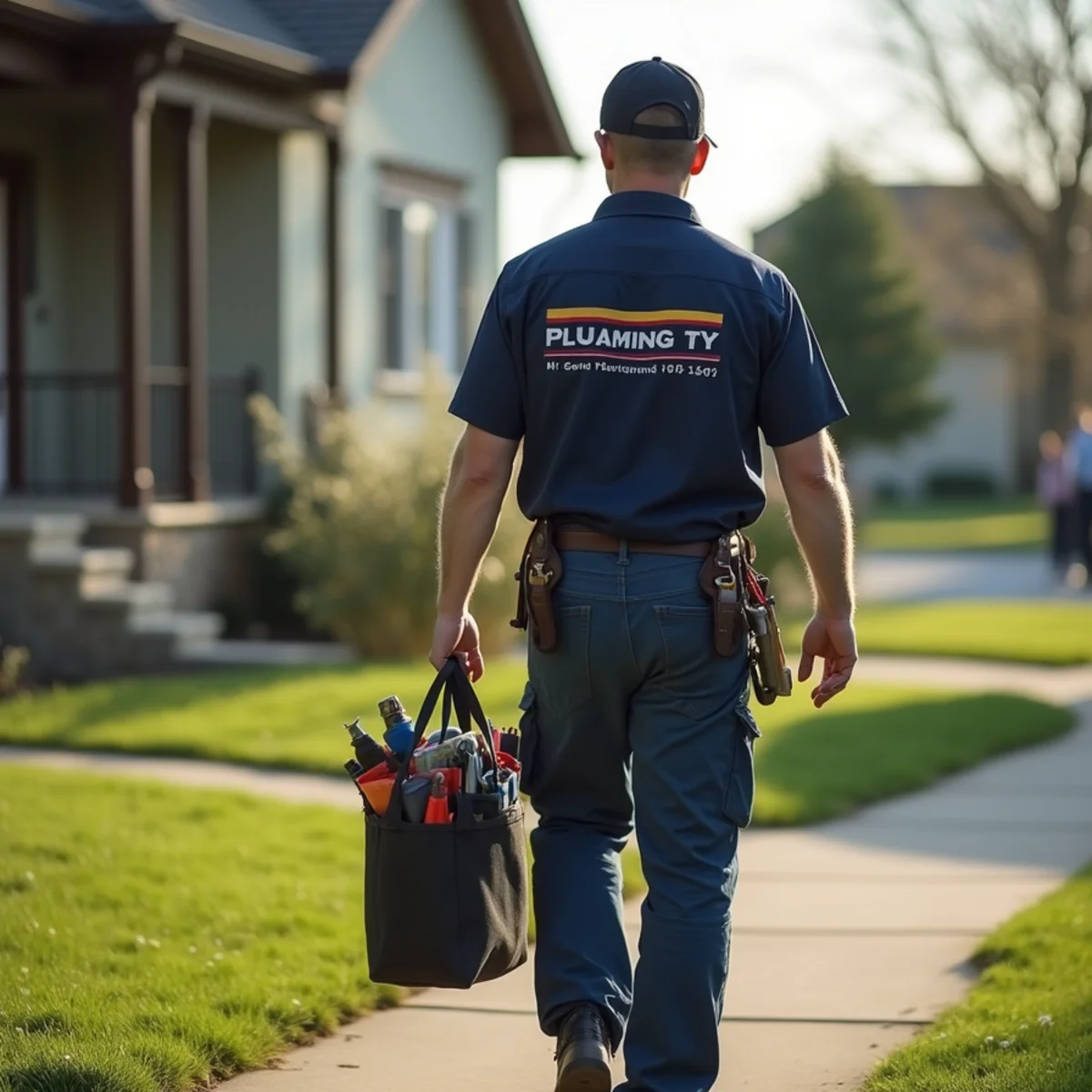 Plumbing technician servicing residential property in Collins, IA