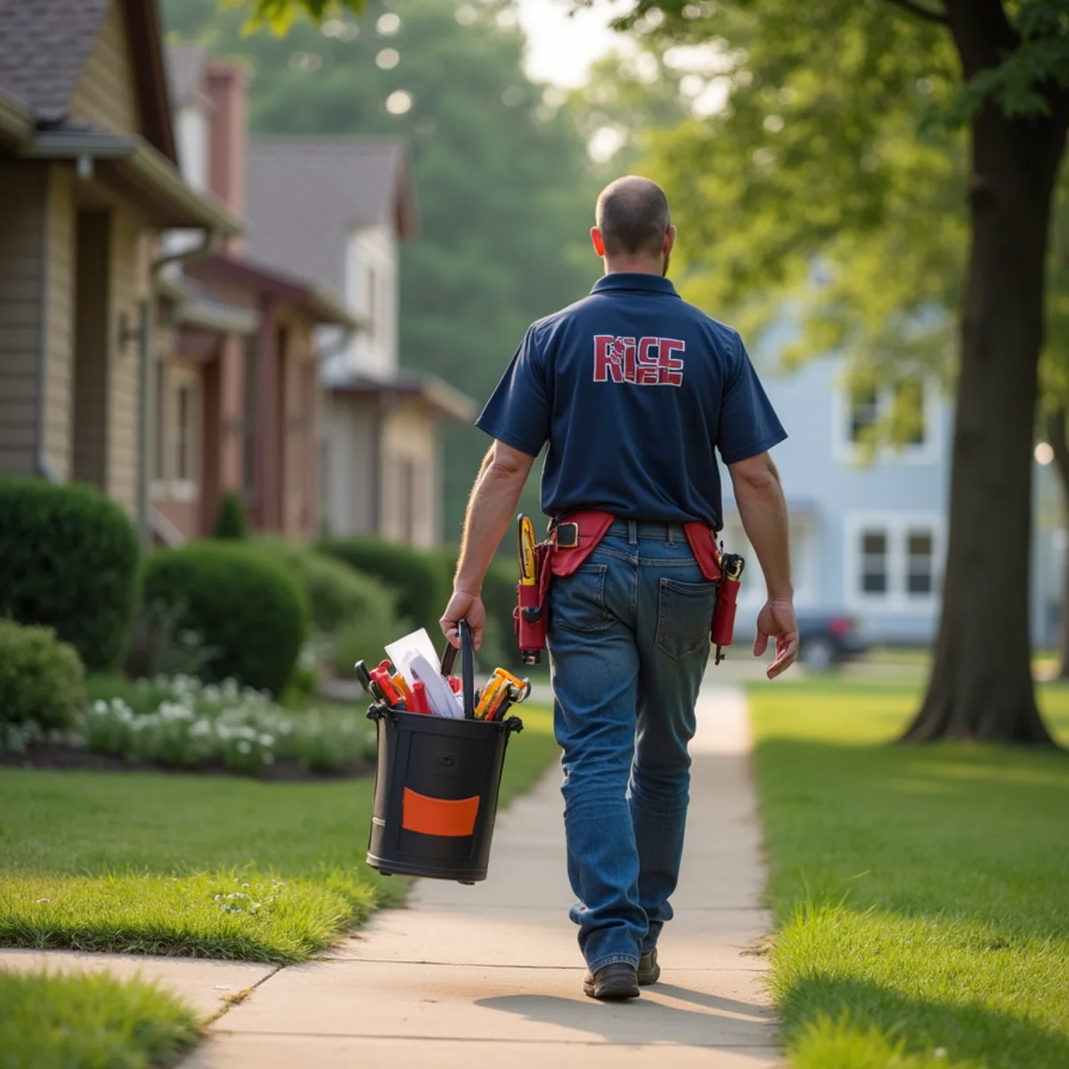 Plumbing technician servicing residential property in Dexter, IA