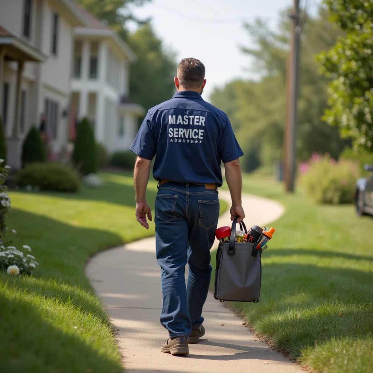 Plumbing technician servicing residential property in Huxley, IA