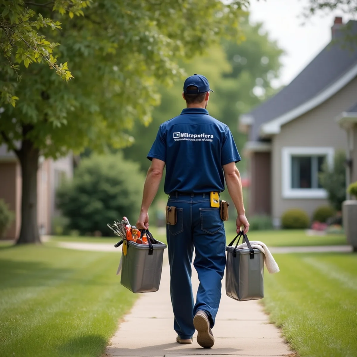 Plumbing technician servicing residential property in Nevada, IA