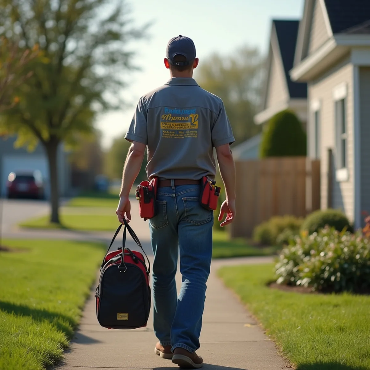 Plumbing technician servicing residential property in Newton, IA