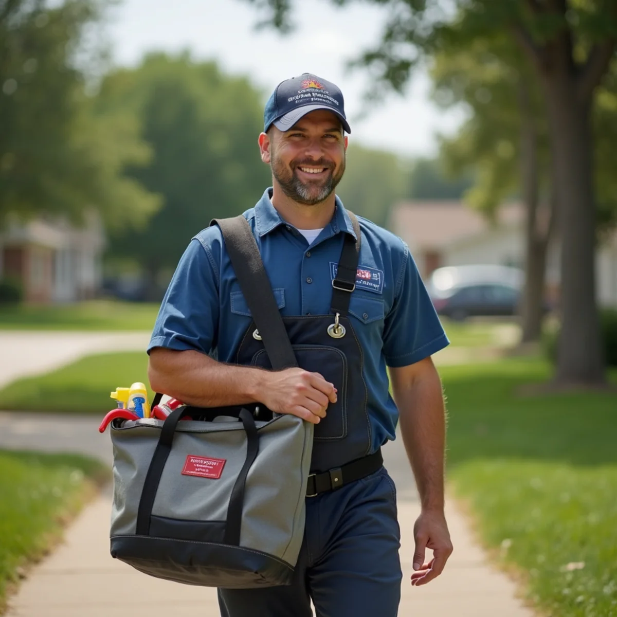 Plumbing technician servicing residential property in Pella, IA