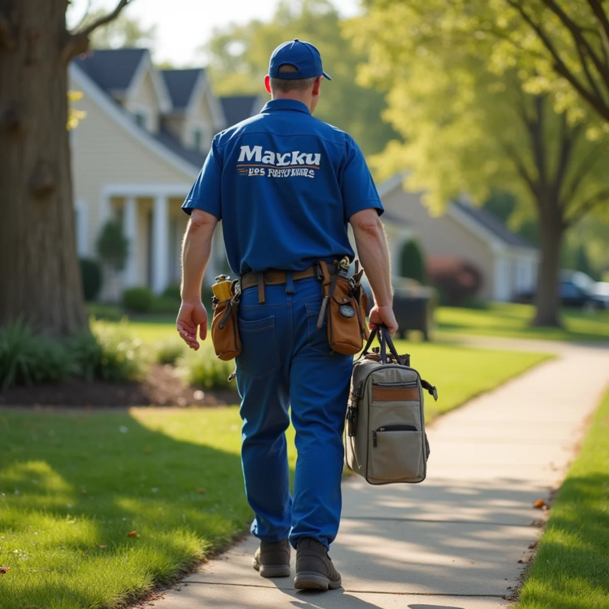 Plumbing technician servicing residential property in Pleasant Hill, IA