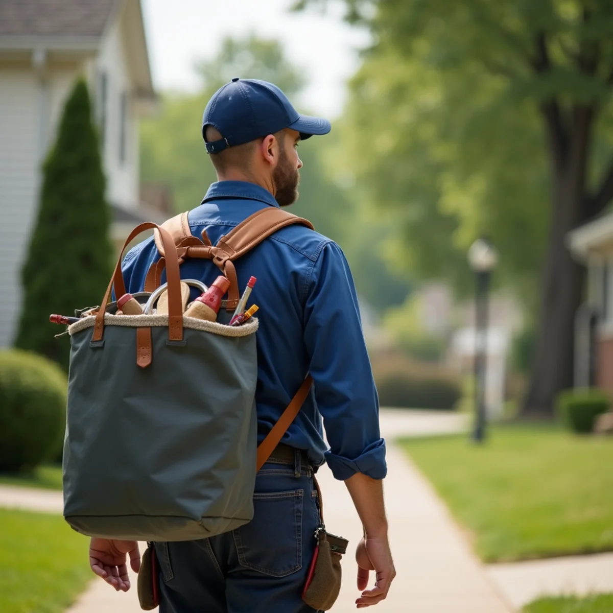 Plumbing technician servicing residential property in Polk County, IA