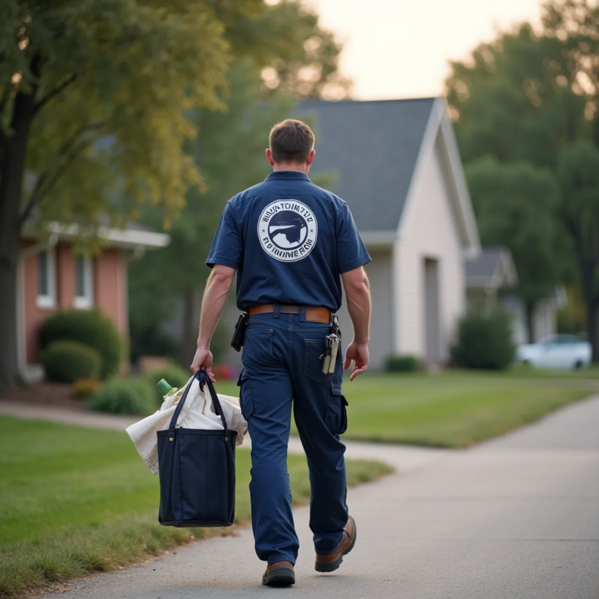 Plumbing technician servicing residential property in Prairie City, IA