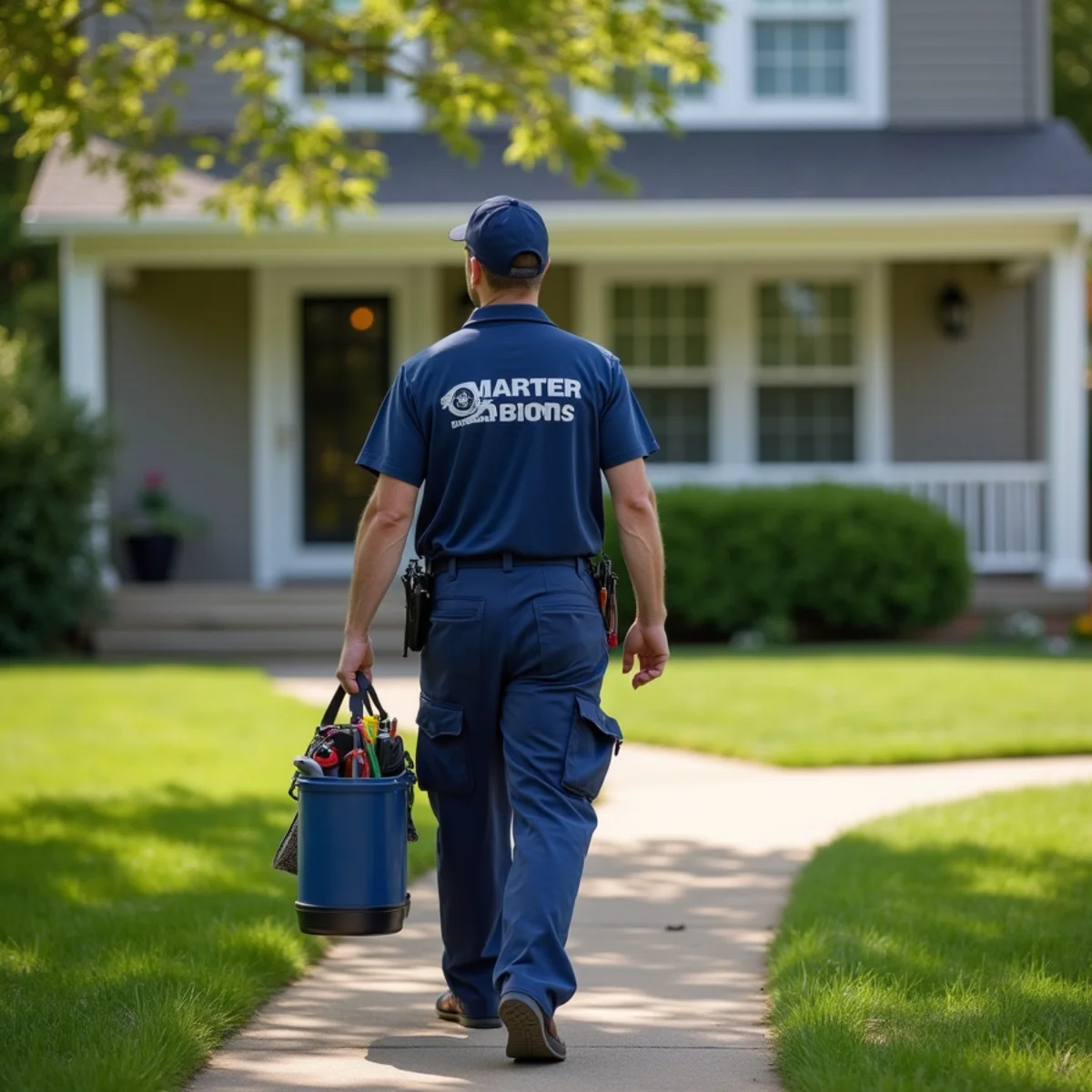 Plumbing technician servicing residential property in Stuart, IA