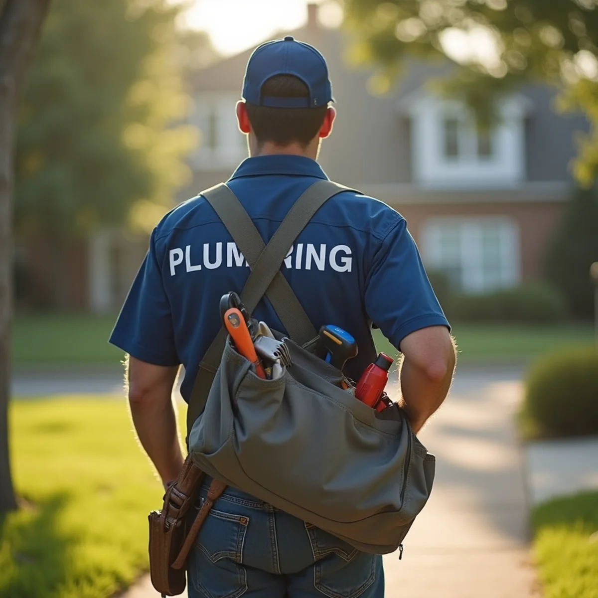 Plumbing technician servicing residential property in Urbandale, IA